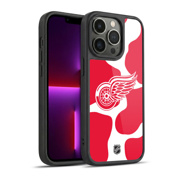 NHL Detroit Red Wings Cow Pattern Gel Armour Case For Apple iPhone 13 Pro
