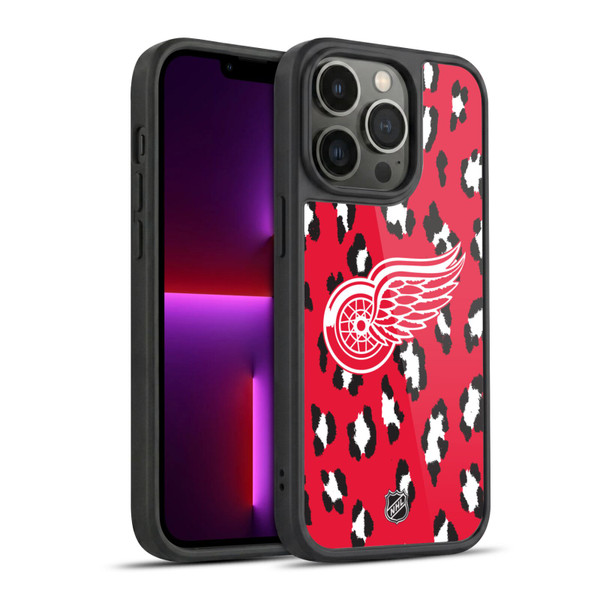 NHL Detroit Red Wings Leopard Pattern Gel Armour Case For Apple iPhone 13 Pro