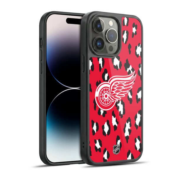 NHL Detroit Red Wings Leopard Pattern Gel Armour Case For Apple iPhone 14 Pro Max