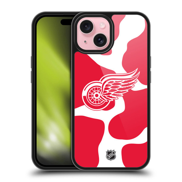 NHL Detroit Red Wings Cow Pattern Gel Armour Case For Apple iPhone 15 NHL Detroit Red Wings Cow Pattern Gel Armour Case For Apple iPhone 15