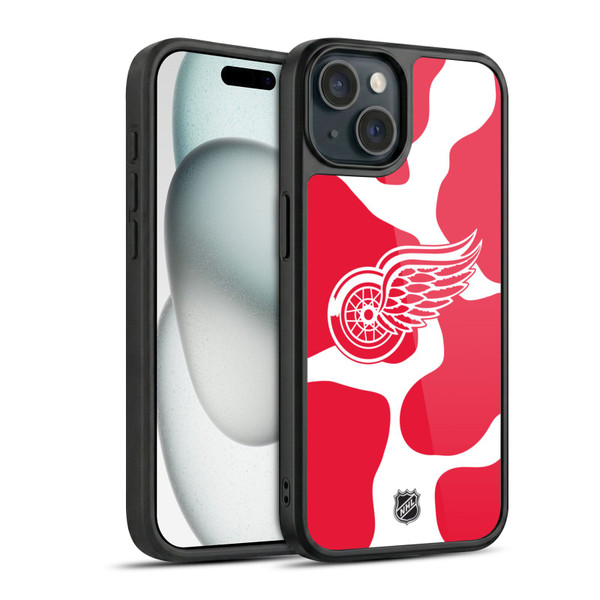 NHL Detroit Red Wings Cow Pattern Gel Armour Case For Apple iPhone 15