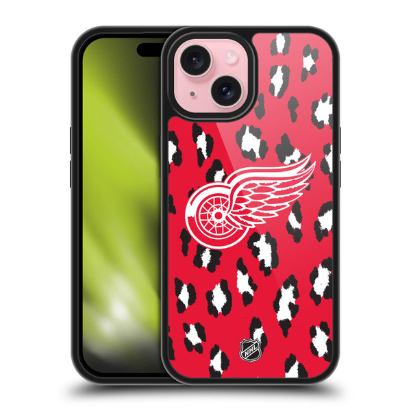 NHL Detroit Red Wings Leopard Pattern Gel Armour Case For Apple iPhone 15