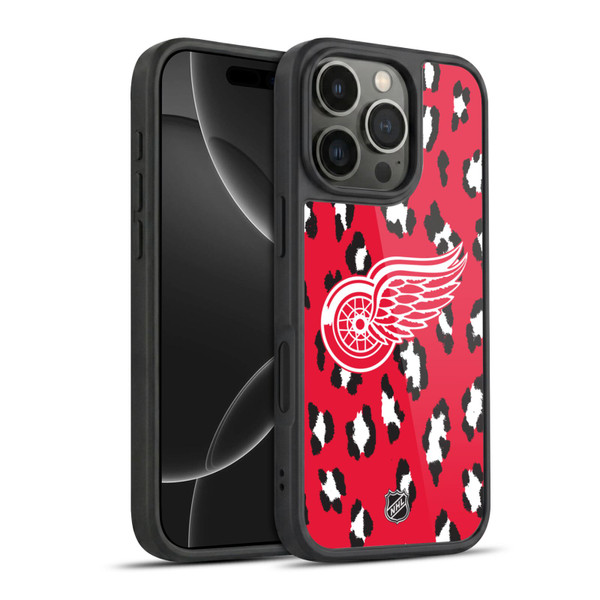 NHL Detroit Red Wings Leopard Pattern Gel Armour Case For Apple iPhone 16 Pro