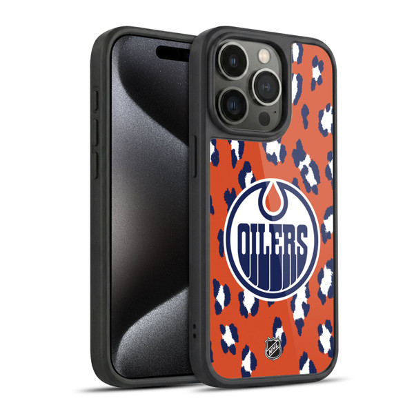 NHL Edmonton Oilers Leopard Pattern Gel Armour Case For Apple iPhone 15 Pro