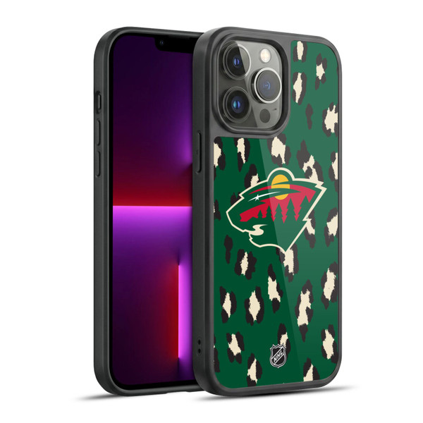 NHL Minnesota Wild Leopard Pattern Gel Armour Case For Apple iPhone 13 Pro Max