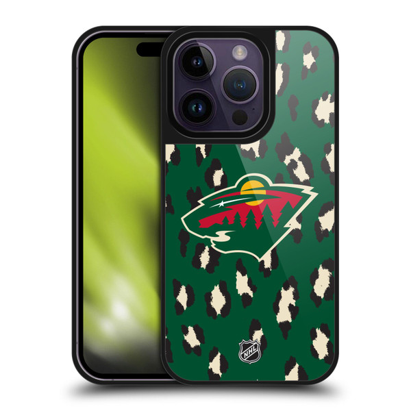NHL Minnesota Wild Leopard Pattern Gel Armour Case For Apple iPhone 14 Pro