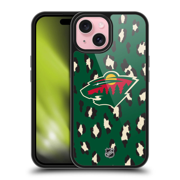 NHL Minnesota Wild Leopard Pattern Gel Armour Case For Apple iPhone 15