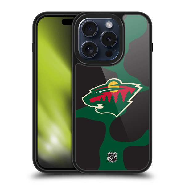 NHL Minnesota Wild Cow Pattern Gel Armour Case For Apple iPhone 15 Pro