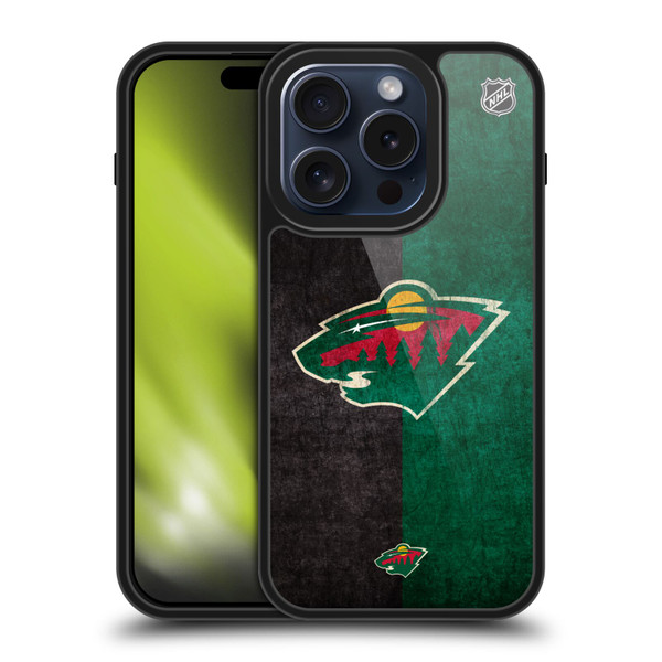 NHL Minnesota Wild Half Distressed Gel Armour Case For Apple iPhone 15 Pro