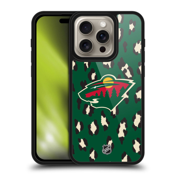NHL Minnesota Wild Leopard Pattern Gel Armour Case For Apple iPhone 16 Pro