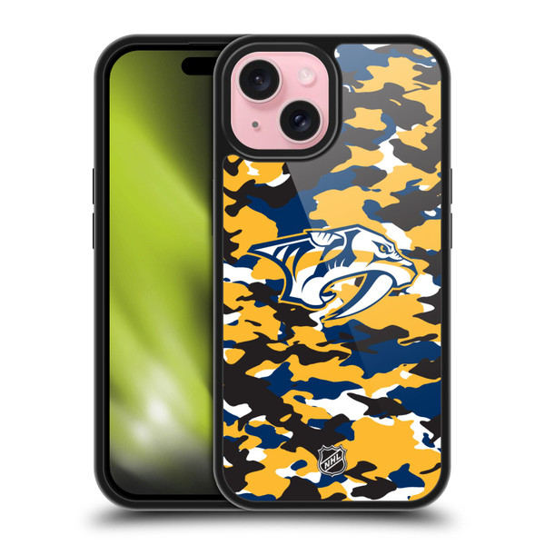 NHL Nashville Predators Camouflage Gel Armour Case For Apple iPhone 15