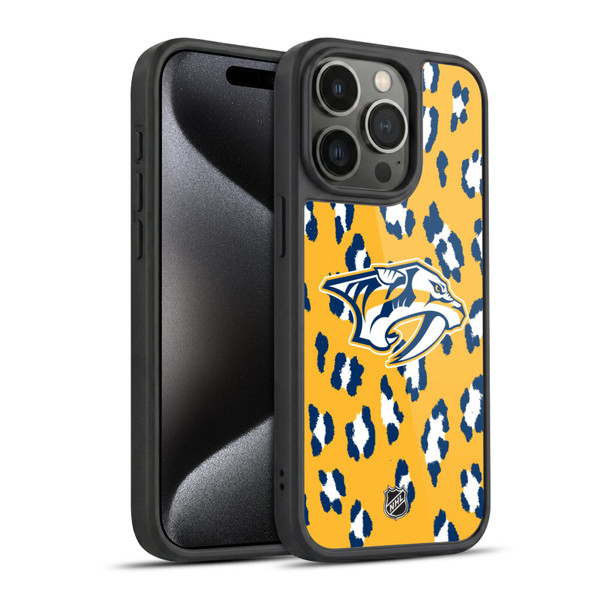 NHL Nashville Predators Leopard Pattern Gel Armour Case For Apple iPhone 15 Pro