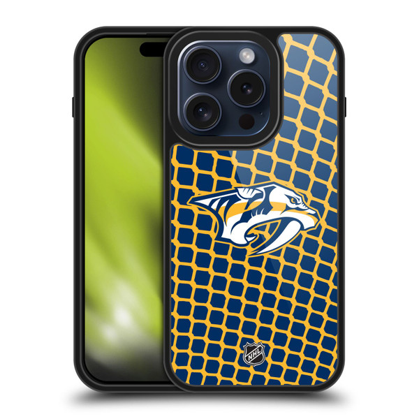 NHL Nashville Predators Net Pattern Gel Armour Case For Apple iPhone 15 Pro NHL Nashville Predators Net Pattern Gel Armour Case For Apple iPhone 15 Pro