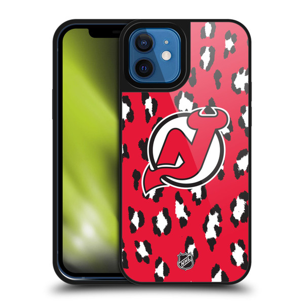 NHL New Jersey Devils Leopard Pattern Gel Armour Case For Apple iPhone 12 / iPhone 12 Pro