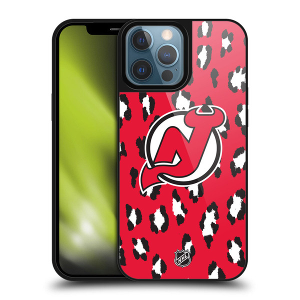 NHL New Jersey Devils Leopard Pattern Gel Armour Case For Apple iPhone 13 Pro Max