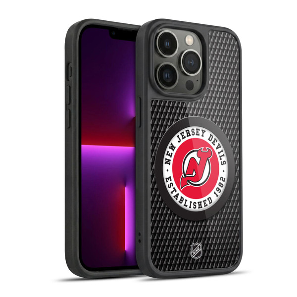 NHL New Jersey Devils Puck Texture Gel Armour Case For Apple iPhone 13 Pro