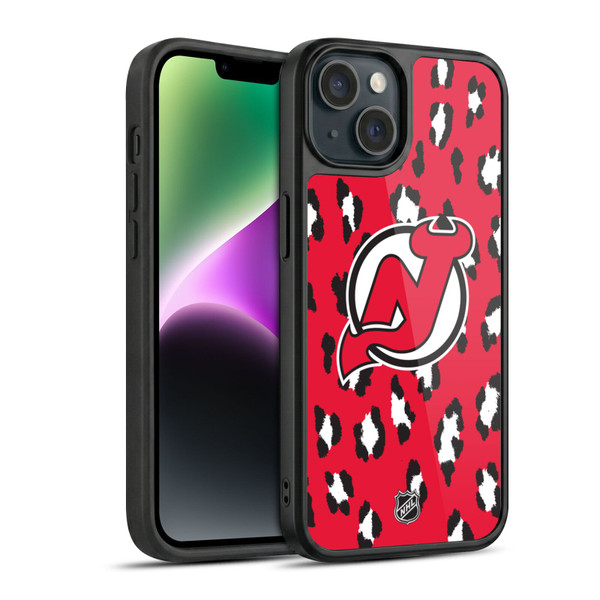 NHL New Jersey Devils Leopard Pattern Gel Armour Case For Apple iPhone 14