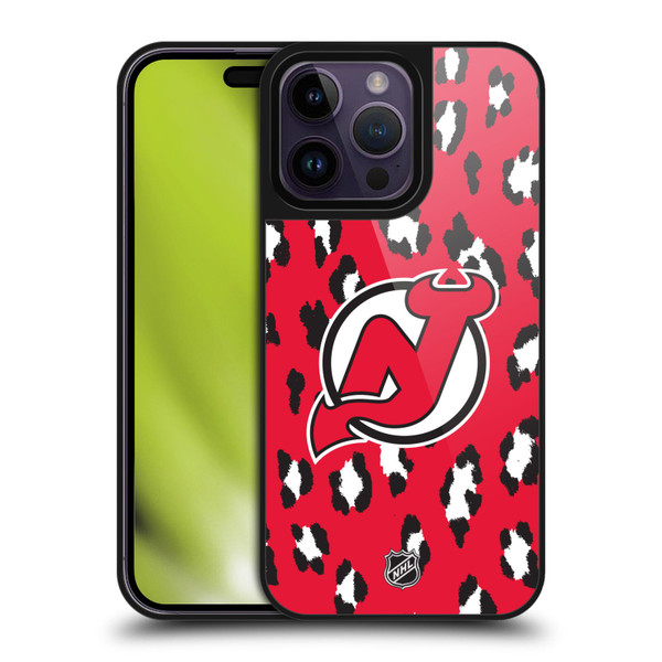 NHL New Jersey Devils Leopard Pattern Gel Armour Case For Apple iPhone 14 Pro Max