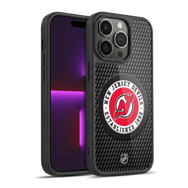 NHL New Jersey Devils Puck Texture Gel Armour Case For Apple iPhone 14 Pro