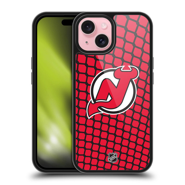 NHL New Jersey Devils Net Pattern Gel Armour Case For Apple iPhone 15