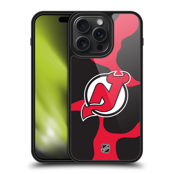 NHL New Jersey Devils Cow Pattern Gel Armour Case For Apple iPhone 15 Pro Max