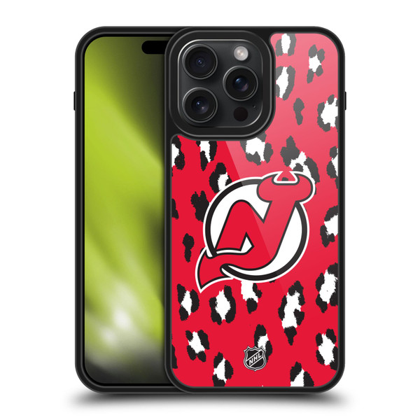 NHL New Jersey Devils Leopard Pattern Gel Armour Case For Apple iPhone 15 Pro Max NHL New Jersey Devils Leopard Pattern Gel Armour Case For Apple iPhone 15 Pro Max