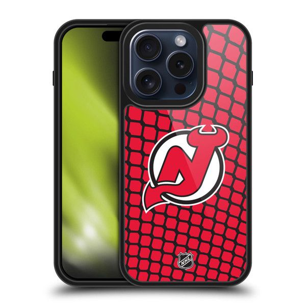 NHL New Jersey Devils Net Pattern Gel Armour Case For Apple iPhone 15 Pro
