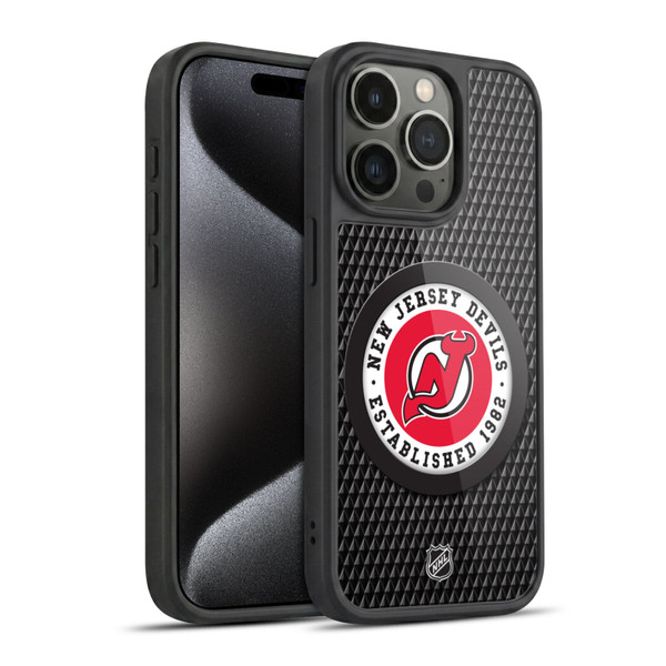 NHL New Jersey Devils Puck Texture Gel Armour Case For Apple iPhone 15 Pro