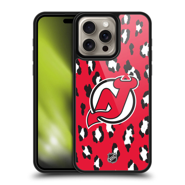 NHL New Jersey Devils Leopard Pattern Gel Armour Case For Apple iPhone 16 Pro Max