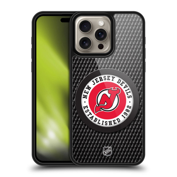 NHL New Jersey Devils Puck Texture Gel Armour Case For Apple iPhone 16 Pro Max