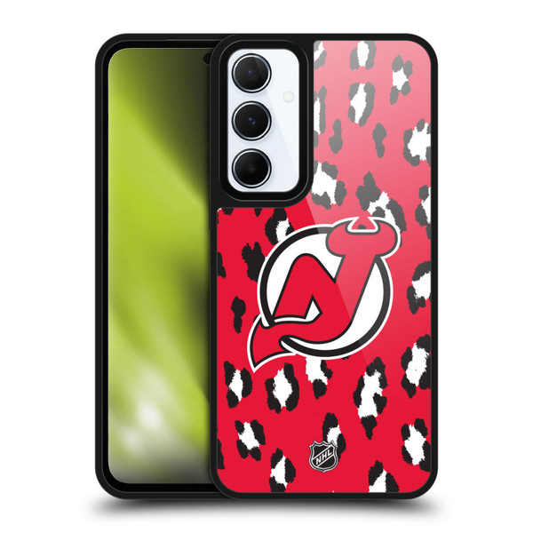NHL New Jersey Devils Leopard Pattern Gel Armour Case For Samsung Galaxy A55 5G