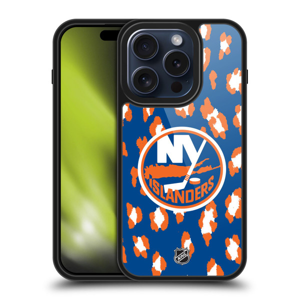 NHL New York Islanders Leopard Pattern Gel Armour Case For Apple iPhone 15 Pro NHL New York Islanders Leopard Pattern Gel Armour Case For Apple iPhone 15 Pro