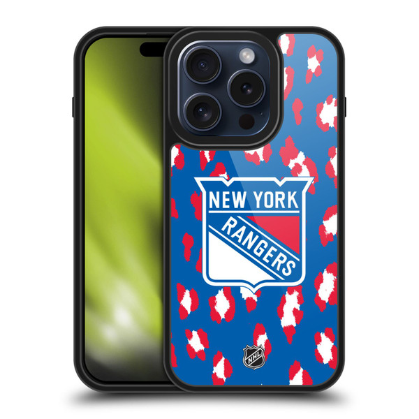 NHL New York Rangers Leopard Pattern Gel Armour Case For Apple iPhone 15 Pro NHL New York Rangers Leopard Pattern Gel Armour Case For Apple iPhone 15 Pro