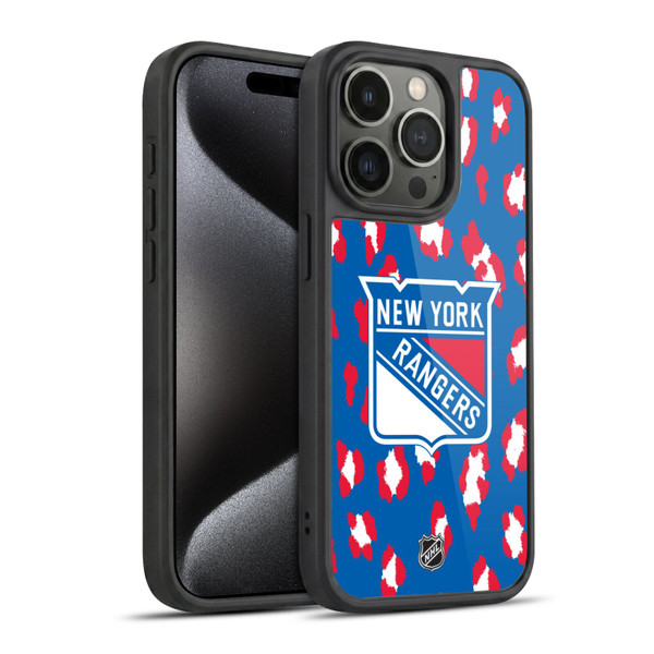 NHL New York Rangers Leopard Pattern Gel Armour Case For Apple iPhone 15 Pro