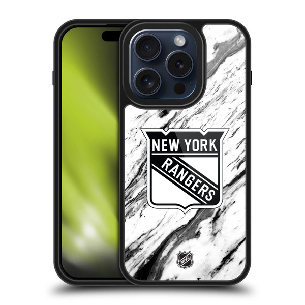 NHL New York Rangers Marble Gel Armour Case For Apple iPhone 15 Pro