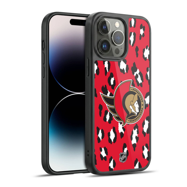NHL Ottawa Senators Leopard Pattern Gel Armour Case For Apple iPhone 14 Pro Max