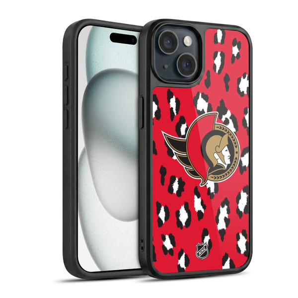 NHL Ottawa Senators Leopard Pattern Gel Armour Case For Apple iPhone 15