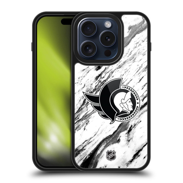 NHL Ottawa Senators Marble Gel Armour Case For Apple iPhone 15 Pro