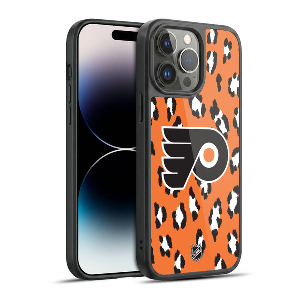 NHL Philadelphia Flyers Leopard Pattern Gel Armour Case For Apple iPhone 14 Pro Max