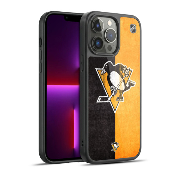 NHL Pittsburgh Penguins Half Distressed Gel Armour Case For Apple iPhone 13 Pro Max