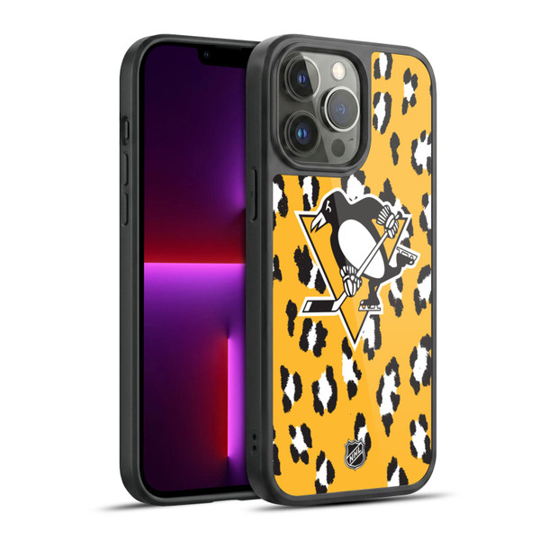 NHL Pittsburgh Penguins Leopard Pattern Gel Armour Case For Apple iPhone 13 Pro Max