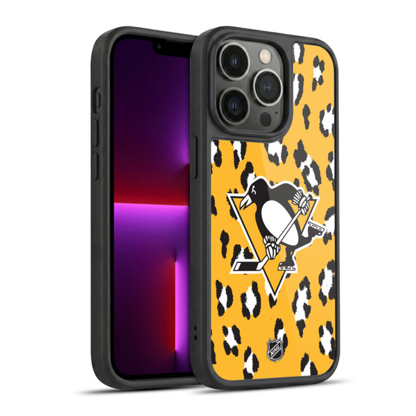NHL Pittsburgh Penguins Leopard Pattern Gel Armour Case For Apple iPhone 13 Pro