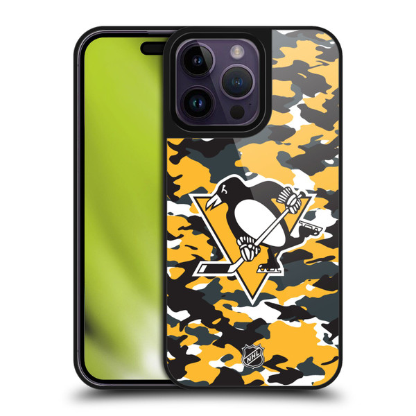 NHL Pittsburgh Penguins Camouflage Gel Armour Case For Apple iPhone 14 Pro Max