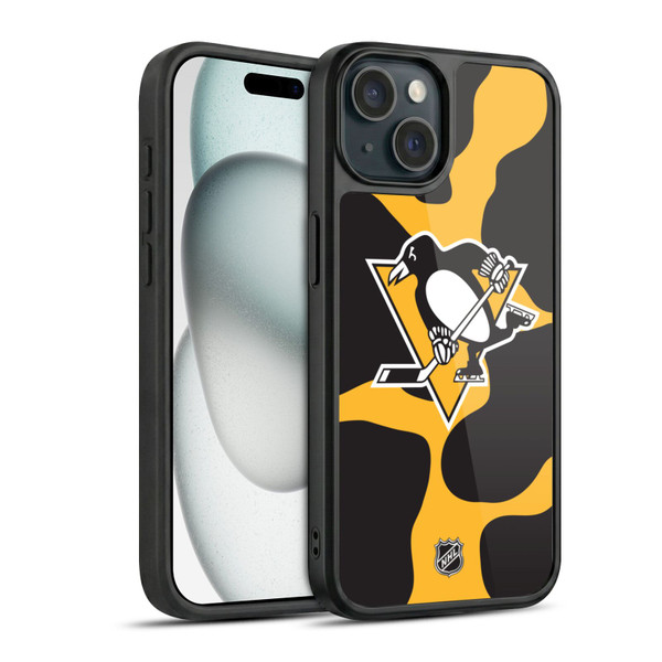 NHL Pittsburgh Penguins Cow Pattern Gel Armour Case For Apple iPhone 15