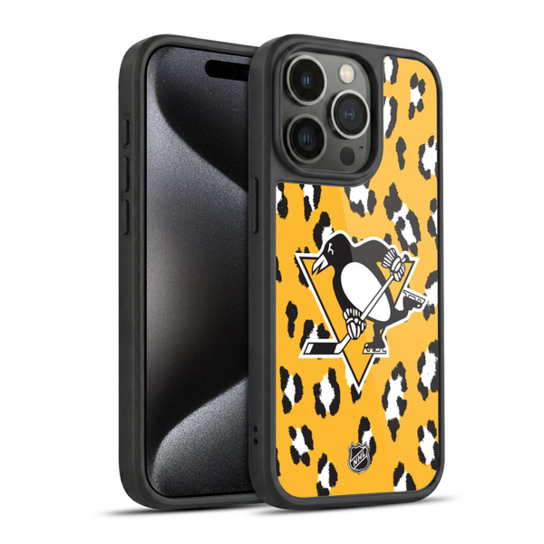 NHL Pittsburgh Penguins Leopard Pattern Gel Armour Case For Apple iPhone 15 Pro