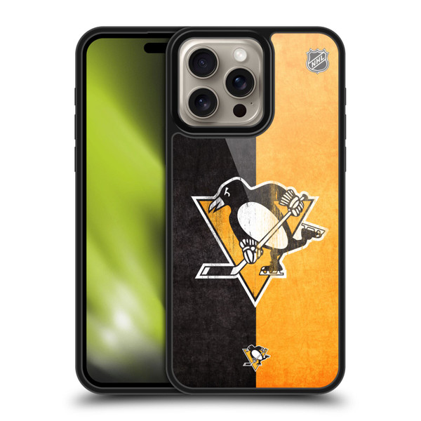NHL Pittsburgh Penguins Half Distressed Gel Armour Case For Apple iPhone 16 Pro Max