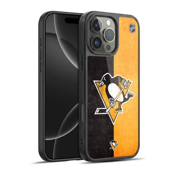 NHL Pittsburgh Penguins Half Distressed Gel Armour Case For Apple iPhone 16 Pro Max