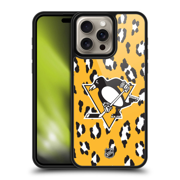NHL Pittsburgh Penguins Leopard Pattern Gel Armour Case For Apple iPhone 16 Pro Max