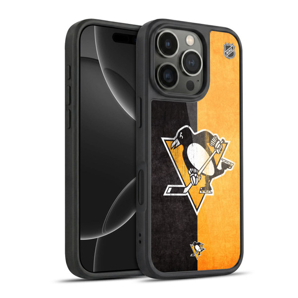 NHL Pittsburgh Penguins Half Distressed Gel Armour Case For Apple iPhone 16 Pro