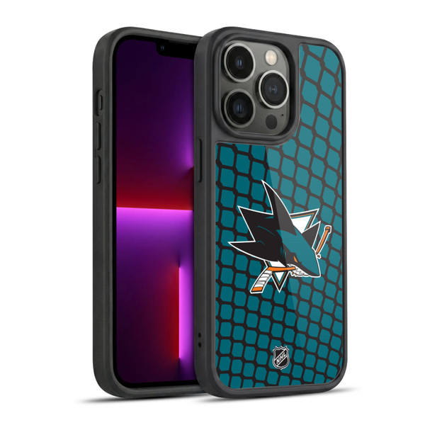 NHL San Jose Sharks Net Pattern Gel Armour Case For Apple iPhone 13 Pro